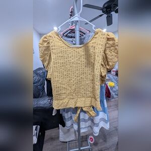 Women's Mustard Ruffle Sleeve Top